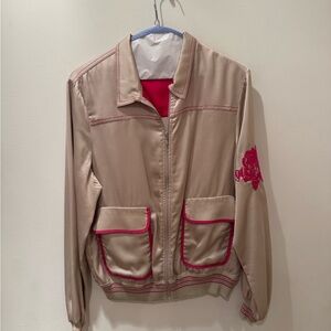 Tricot Italian silk creme and pink Bomber Jacket. From an Italian store.